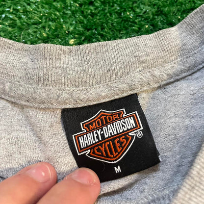 Grey and Blue Vintage Harley Davidson Graphic Pocket Tee