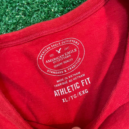 Red Vintage American Eagle Long Sleeve Shirt w/ Graphic Eagle Patch