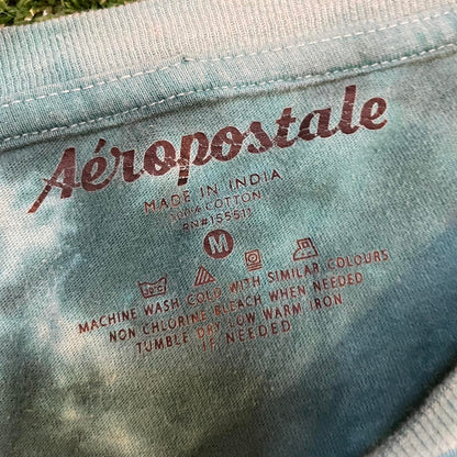 Vintage Aeropostale Graphic Tie-Dye Blue and White Shirt