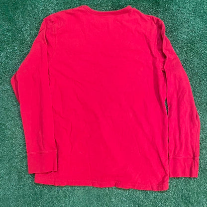 Red Vintage American Eagle Long Sleeve Shirt w/ Graphic Eagle Patch