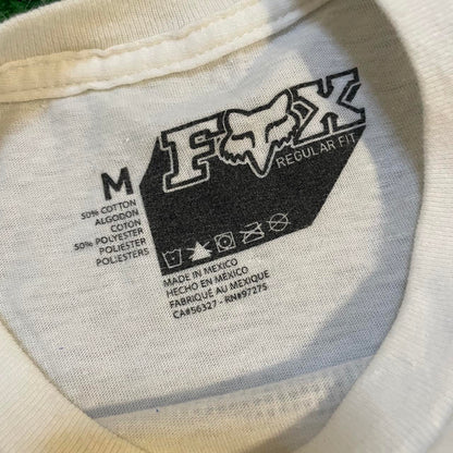 Fox Racing White and Grey Graphic Vintage T-shirt