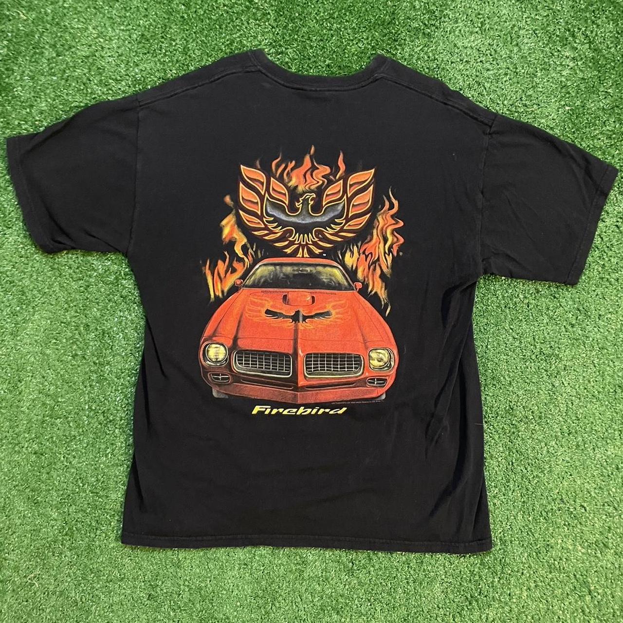 Black and Red Vintage Firebird Graphic Racing Tee w/ Flames