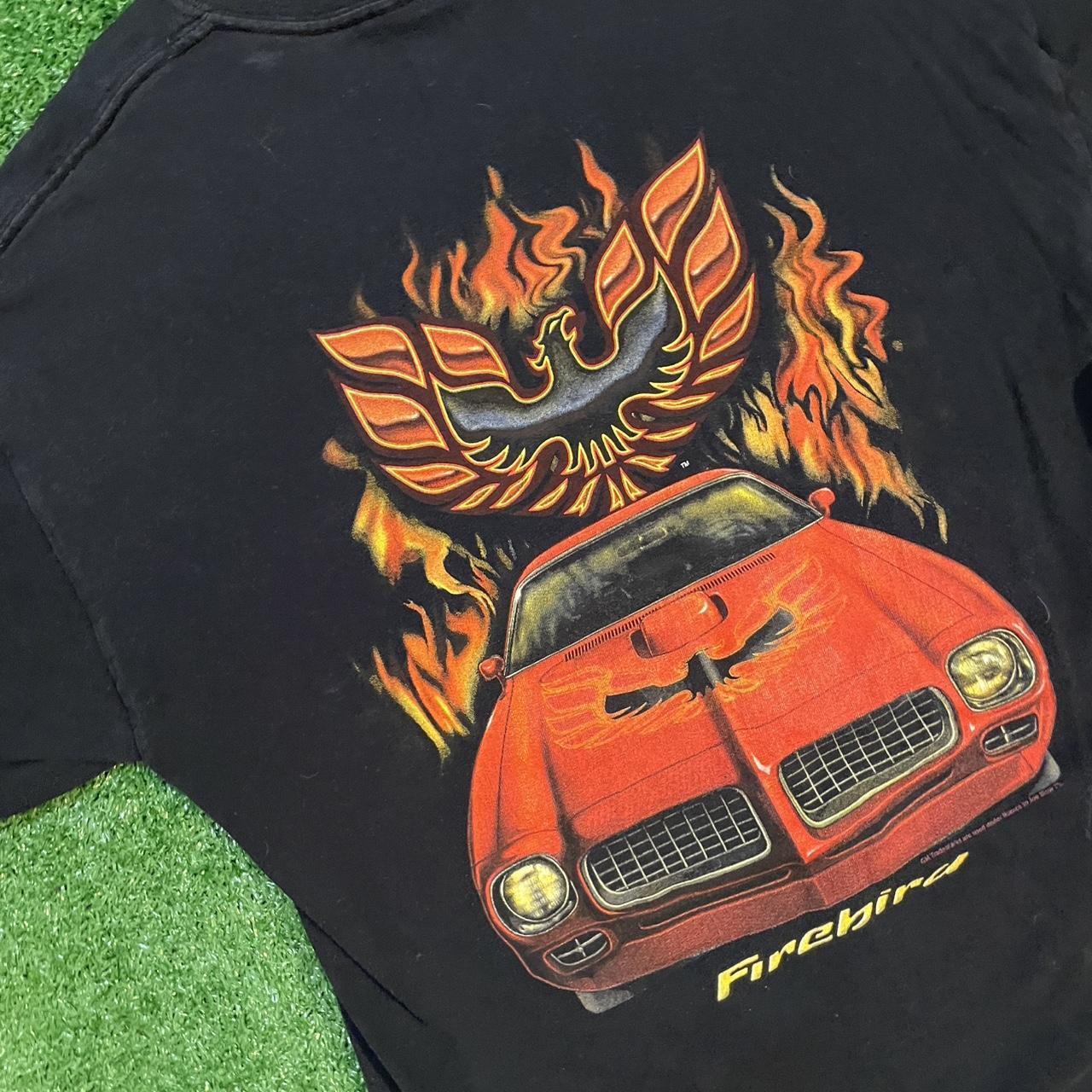 Black and Red Vintage Firebird Graphic Racing Tee w/ Flames