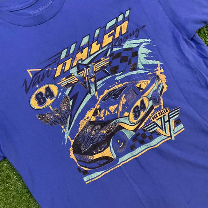 Blue Graphic Van Halen Racing Tee w/ Yellow Accents Racing Tee