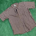 Red and White Vintage Plaid L.L.Bean Short Sleeve Button-Up Shirt