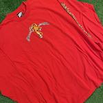 Red Long Sleeve Graphic Tee w/ Japanese Tiger and Panther Design
