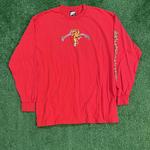 Red Long Sleeve Graphic Tee w/ Japanese Tiger and Panther Design