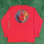 Red Long Sleeve Graphic Tee w/ Japanese Tiger and Panther Design