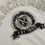Vintage 90’s Cream and White Graphic Abercrombie & Fitch Hoodie w/ Embroidered Logo