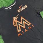 Nike Miami Marlins Black and Orange Graphic Short Sleeve T-Shirt