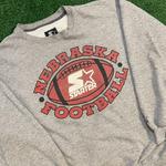Grey and Red Vintage Nebraska Huskers Football Starter Crewneck Sweatshirt Football