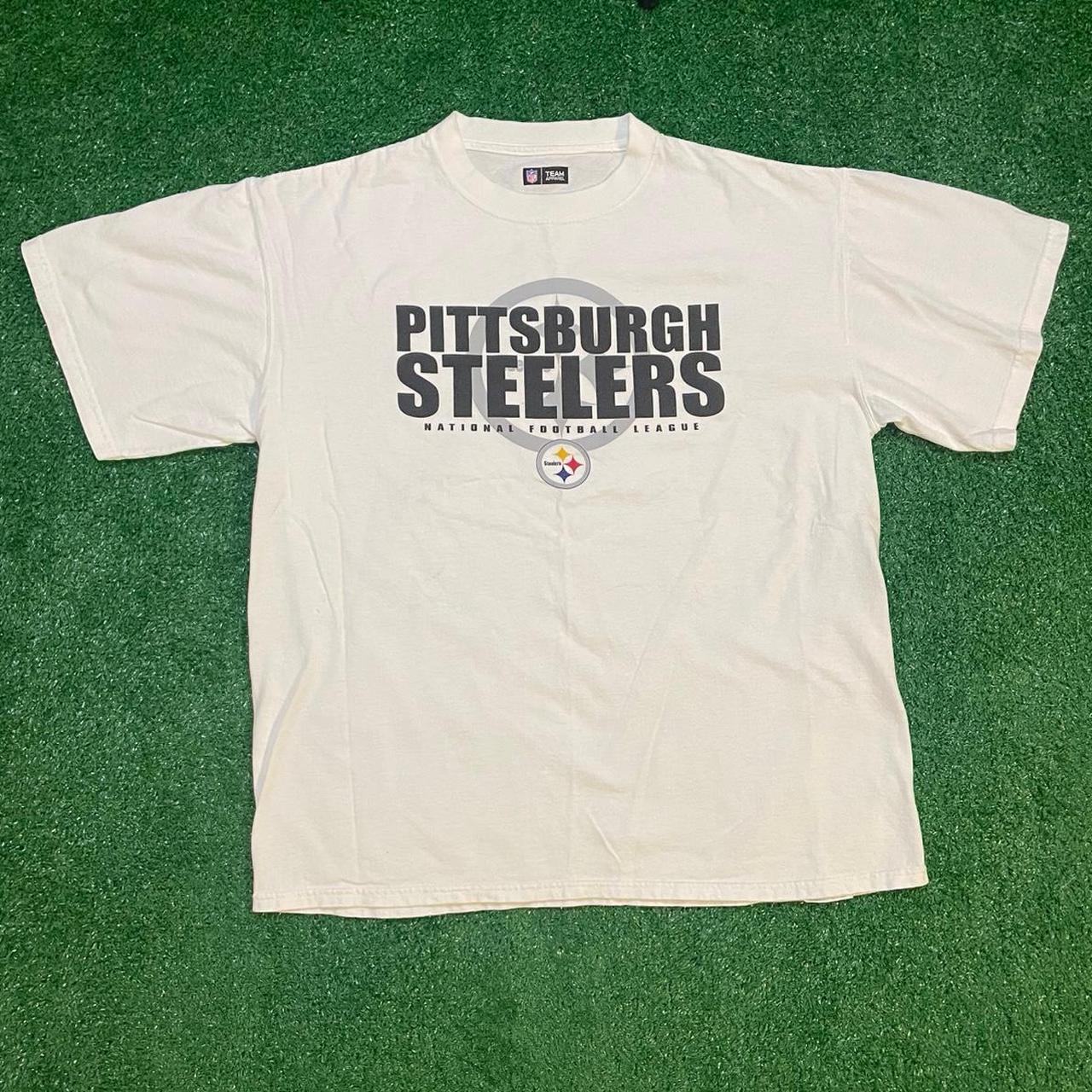 White and Black Vintage Pittsburgh Steelers Graphic Tee
