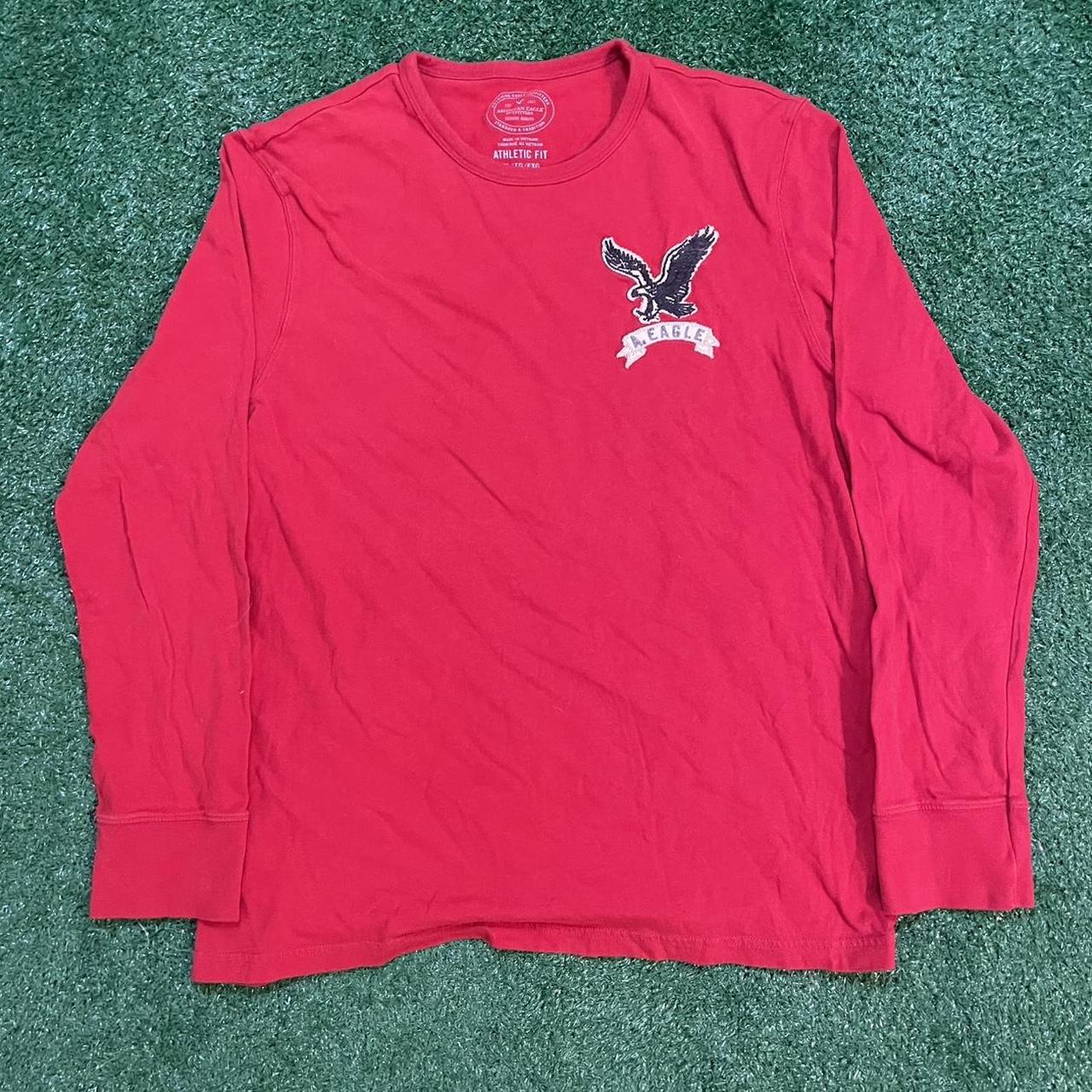 Red Vintage American Eagle Long Sleeve Shirt w/ Graphic Eagle Patch