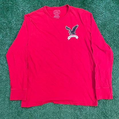Red Vintage American Eagle Long Sleeve Shirt w/ Graphic Eagle Patch