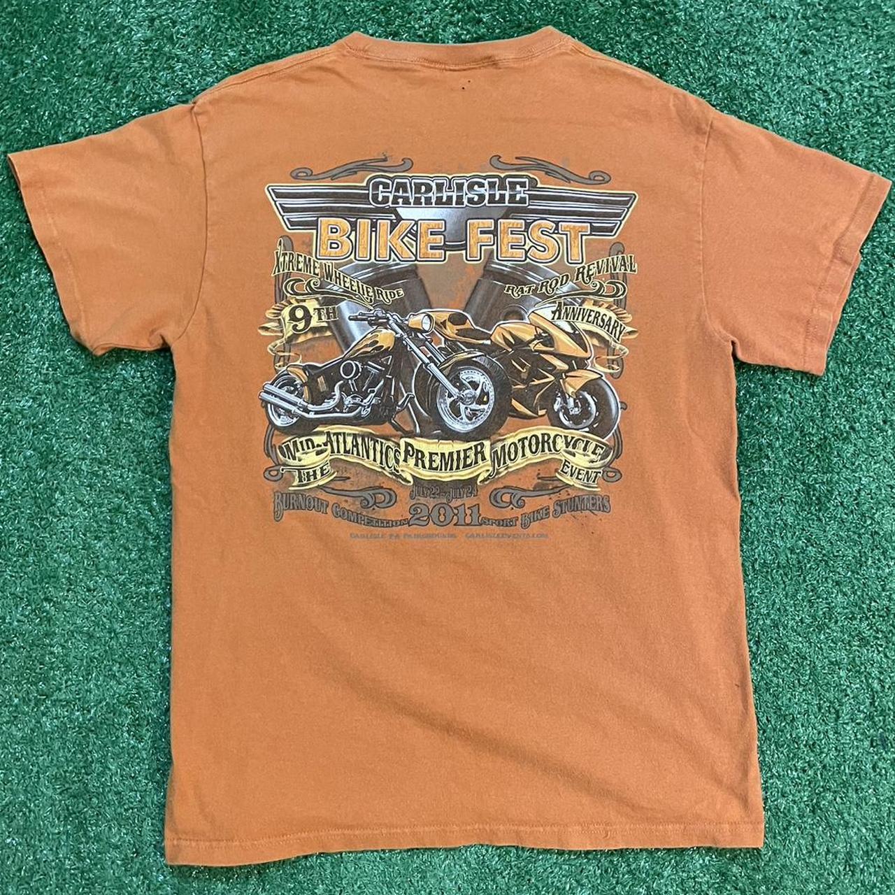 Graphic Orange Harley Davidson Styled Vintage Bike Fest Tee