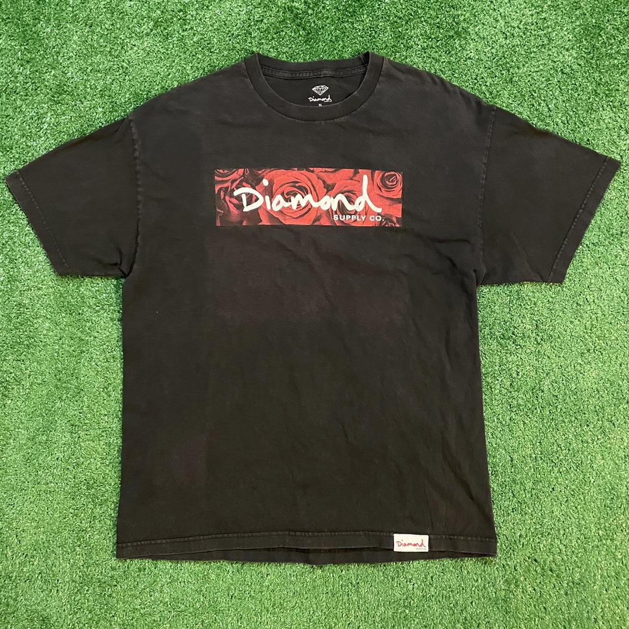 Diamond Supply Co. Black & Red Rose Box Graphic Vintage Skating Tee
