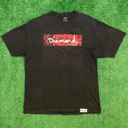 Diamond Supply Co. Black & Red Rose Box Graphic Vintage Skating Tee