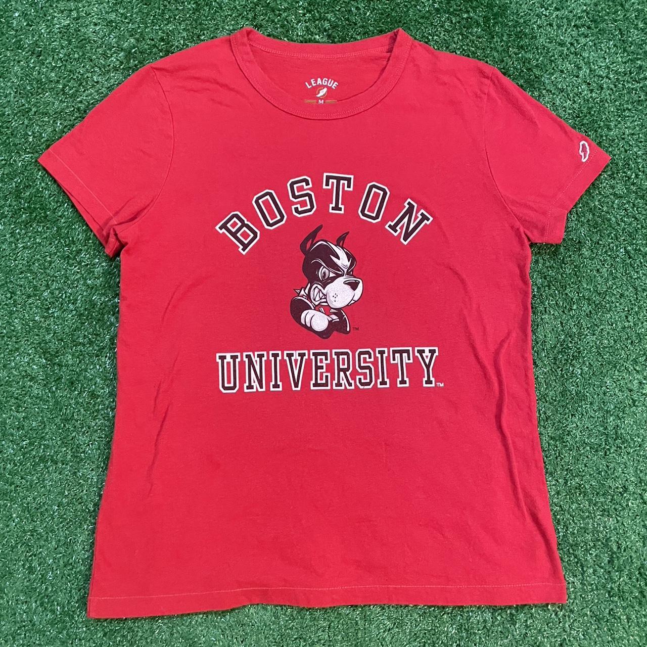Vintage Boston University Tight Graphic Tee in Red and White