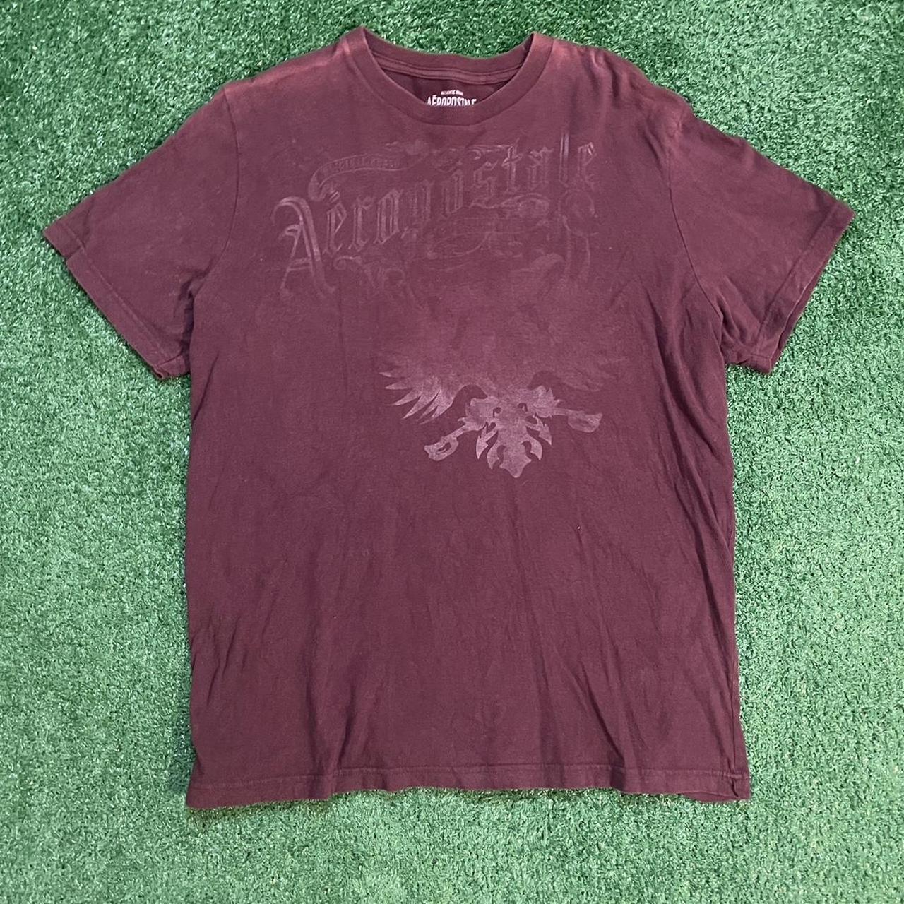 Burgundy Vintage Faded Aeropostale Graphic Tee w/ Faded Eagle Design