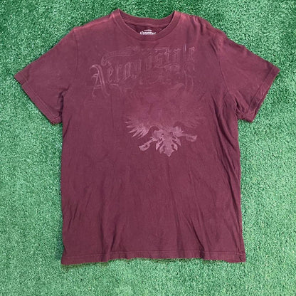 Burgundy Vintage Faded Aeropostale Graphic Tee w/ Faded Eagle Design