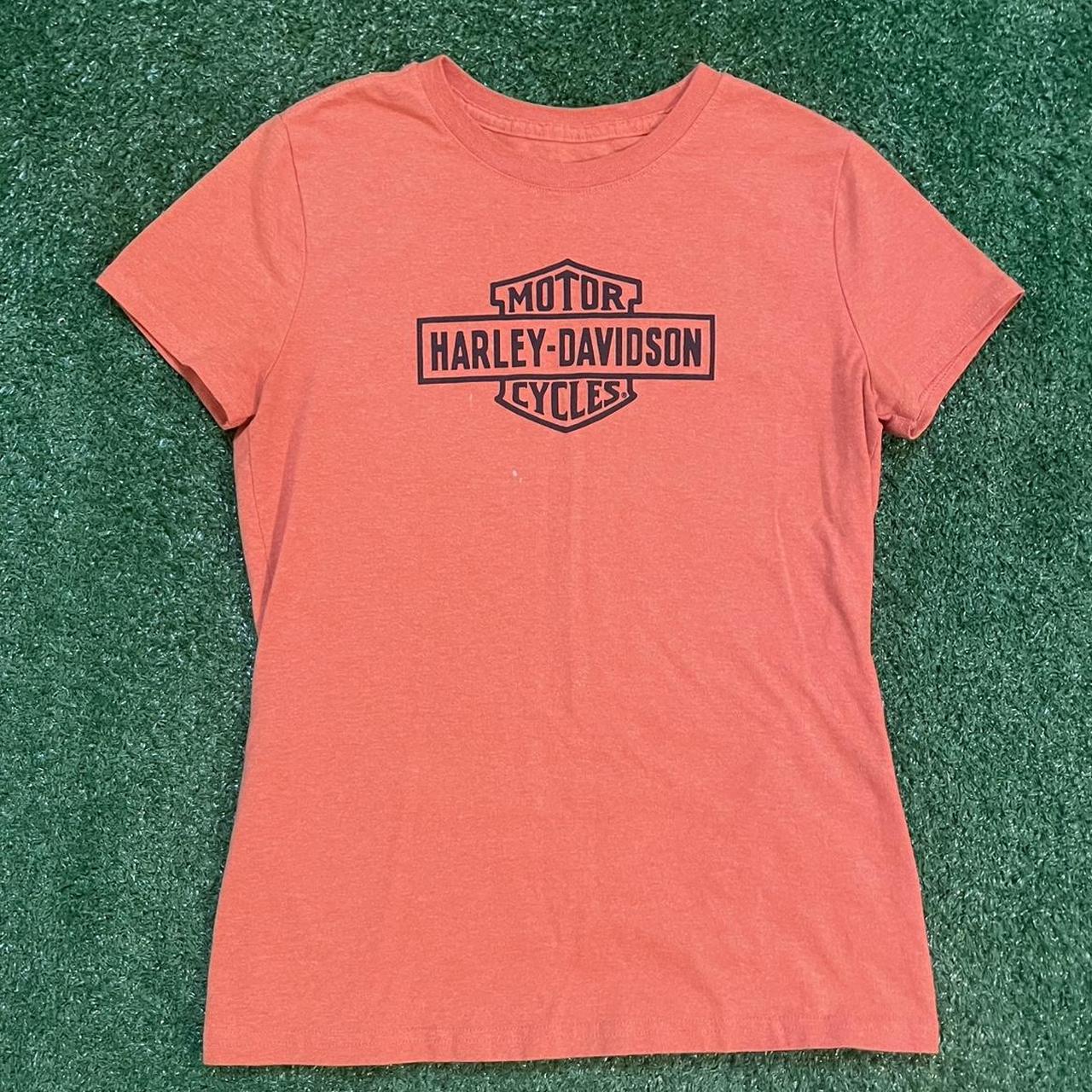 Vintage Harley Davidson Orange and Black Women's T-shirt