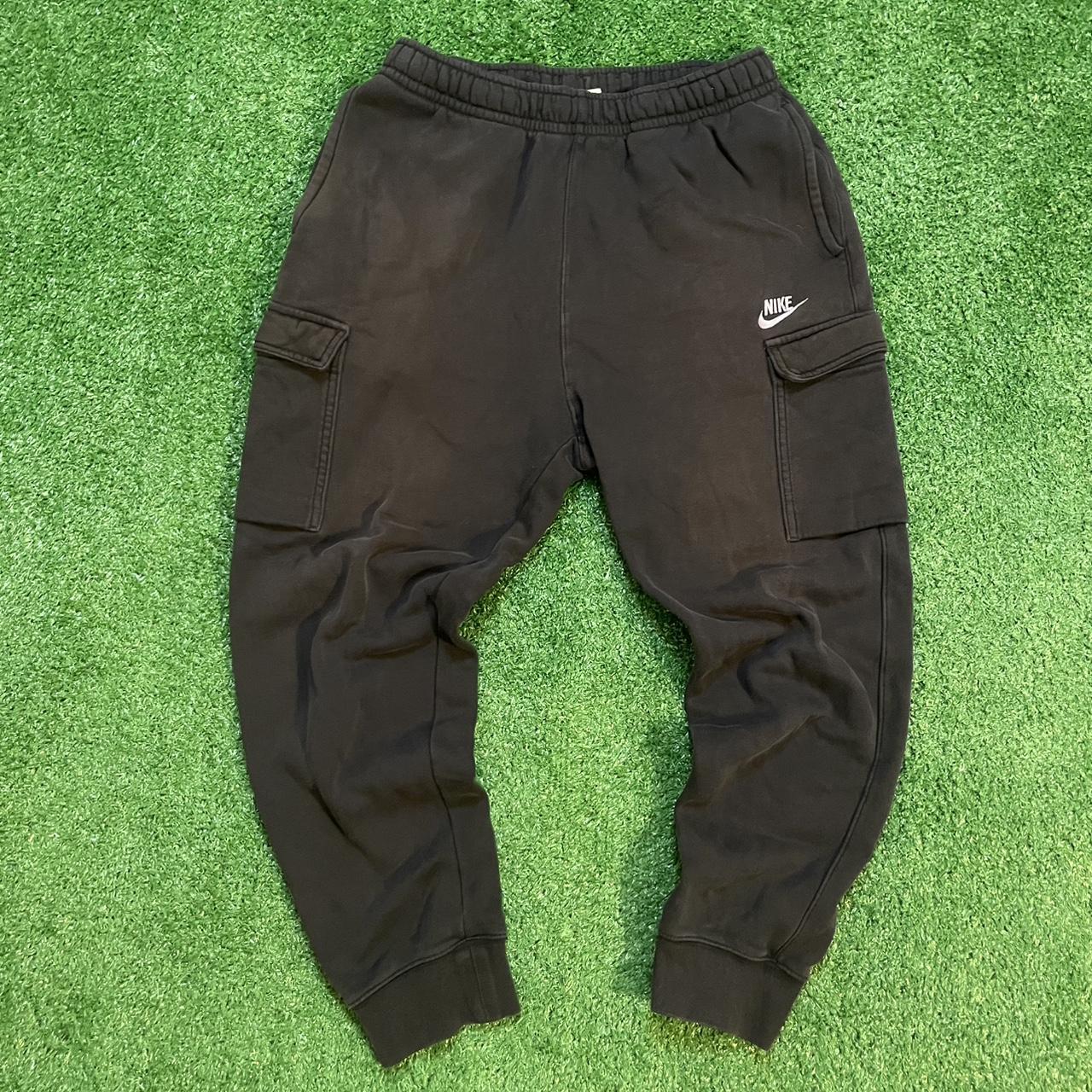 Vintage Nike Black Cargo Sweatpants w/ Dark Gray Logo