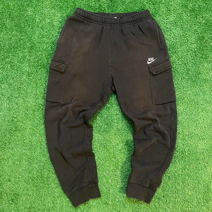 Vintage Nike Black Cargo Sweatpants w/ Dark Gray Logo