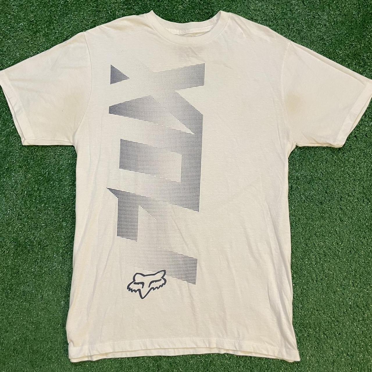 Fox Racing White and Grey Graphic Vintage T-shirt