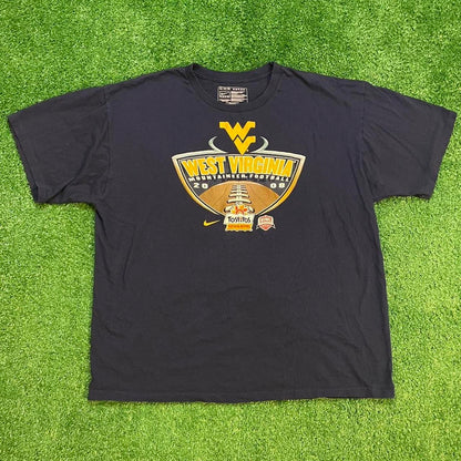 Navy Vintage Nike West Virginia Mountaineers Graphic Football T-shirt