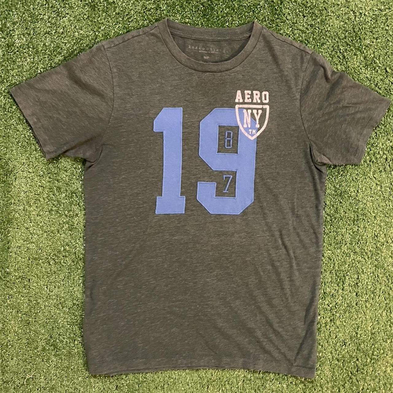 Green and Blue Aeropostale Jersey Number Graphic Tee