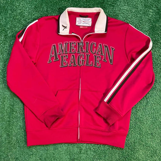 Vintage Red American Eagle Graphic Track Zip-Up Jacket