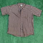 Red and White Vintage Plaid L.L.Bean Short Sleeve Button-Up Shirt