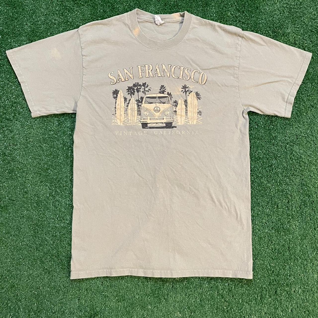 Tan and Grey Green Graphic San Francisco Vintage California T-shirt