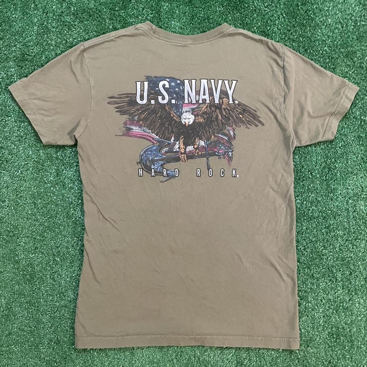 Tan Vintage Hard Rock Cafe Graphic U.S. Navy Streetwear Tee