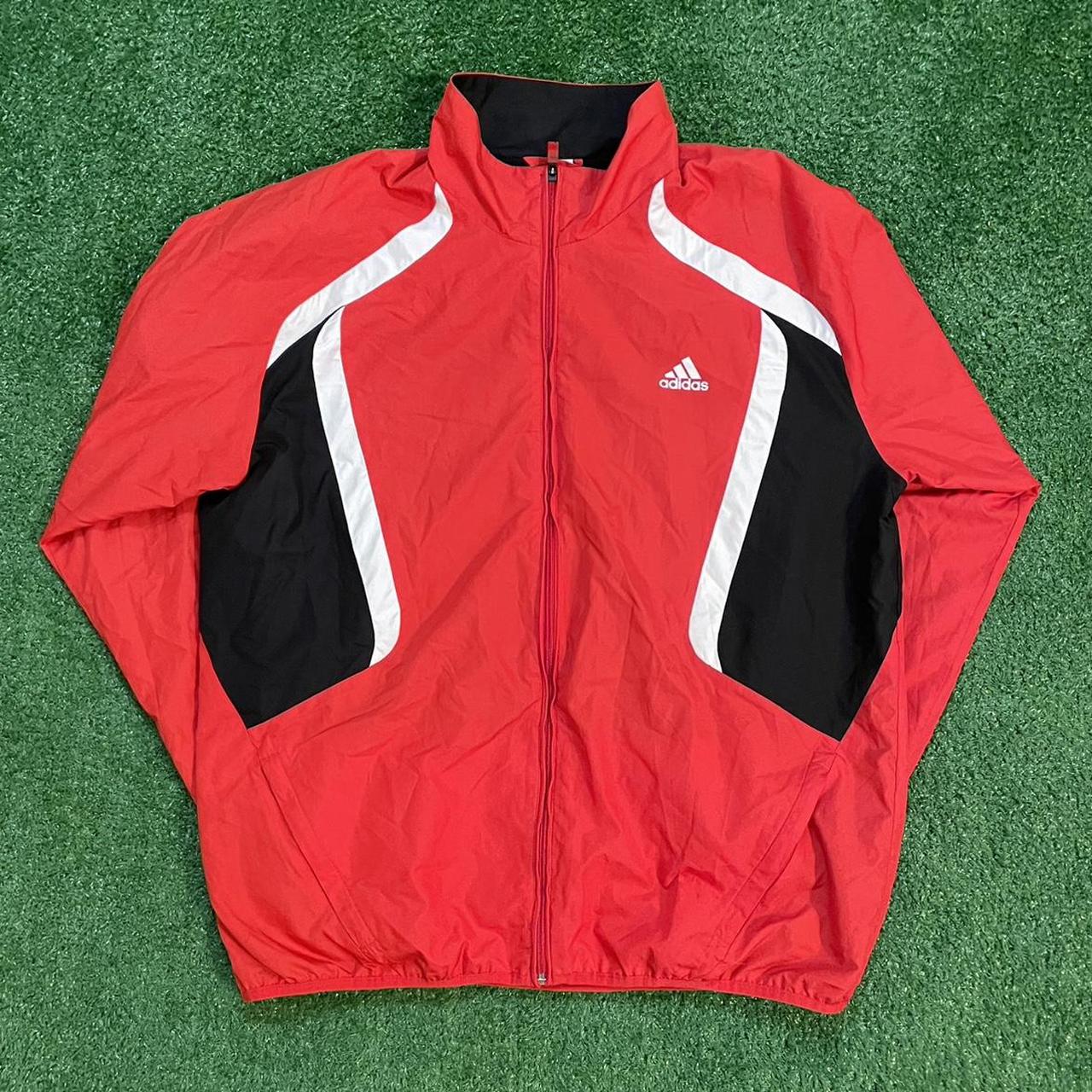 Vintage Adidas Red and Black Track Jacket Windbreaker