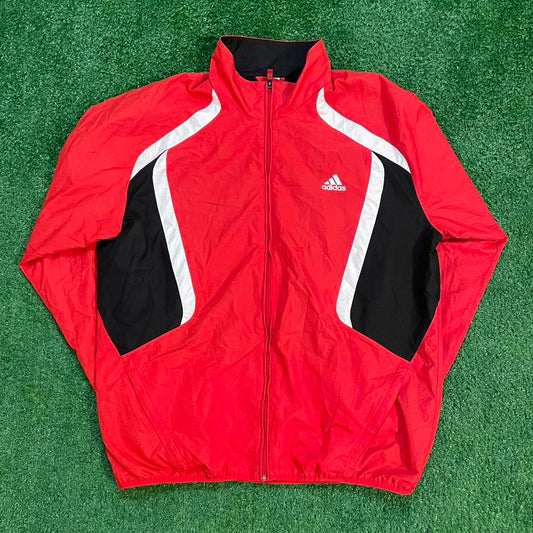 Vintage Adidas Red and Black Track Jacket Windbreaker