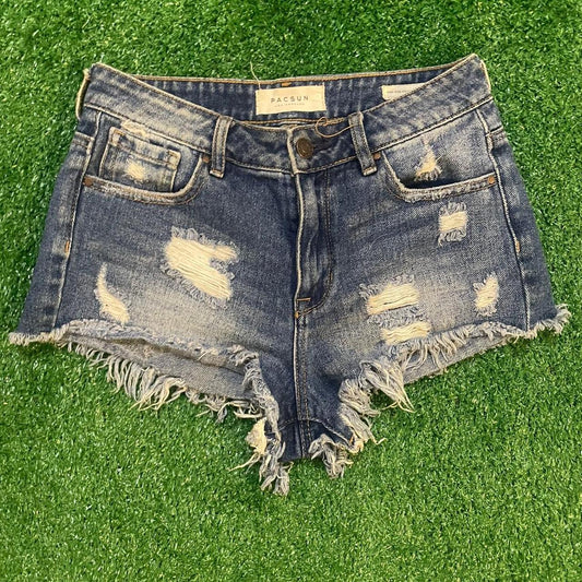 PacSun Y2K High Rise Distressed Denim Shorts