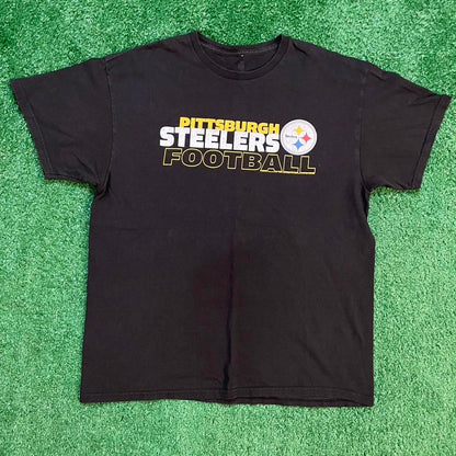 Black and Yellow Vintage Pittsburgh Steelers Cotton T-shirt