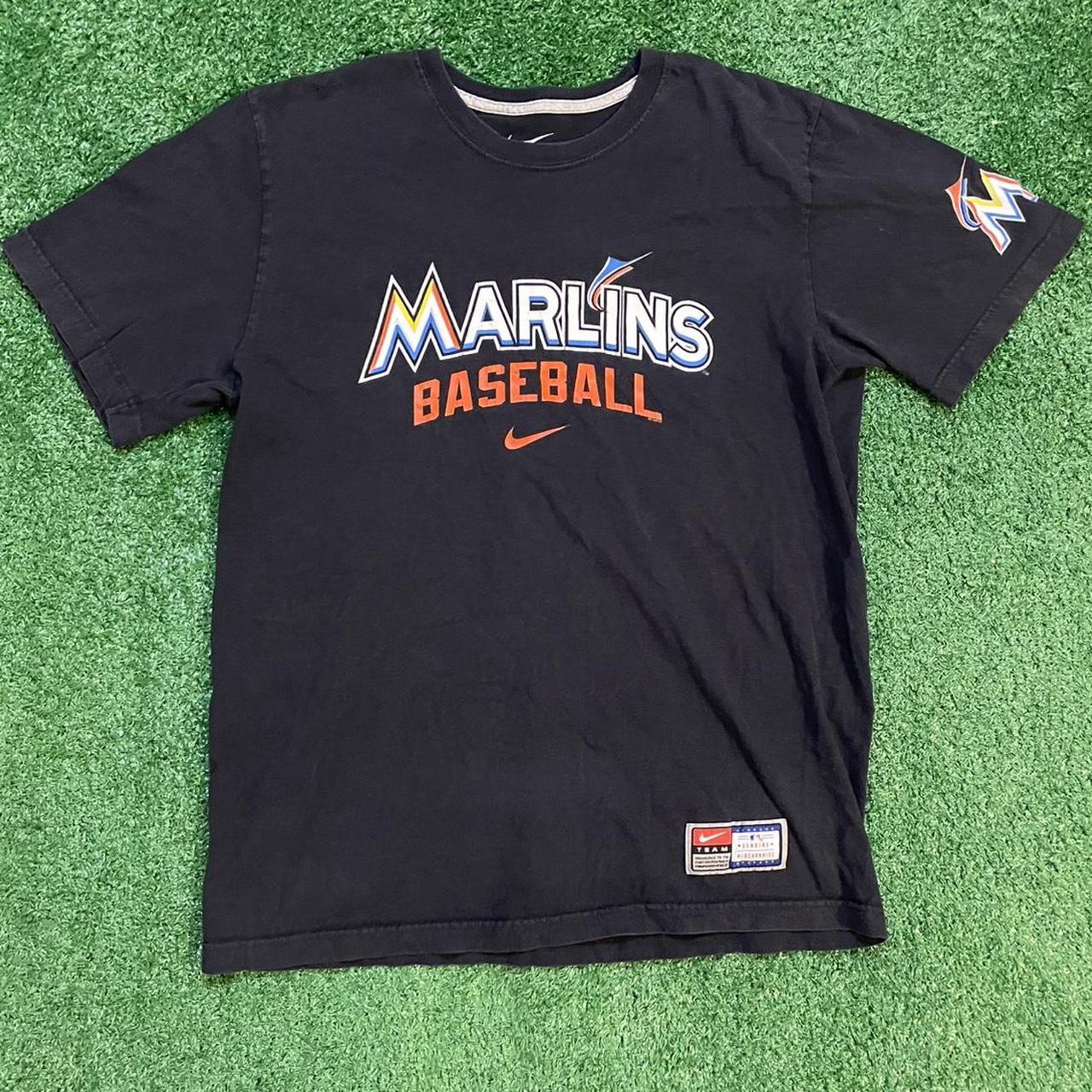 Vintage Black and Orange Graphic Nike Miami Marlins Baseball Tee