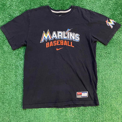 Vintage Black and Orange Graphic Nike Miami Marlins Baseball Tee