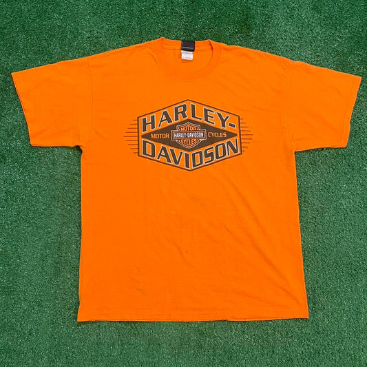 Vintage Harley Davidson Graphic Orange Streetwear Tee