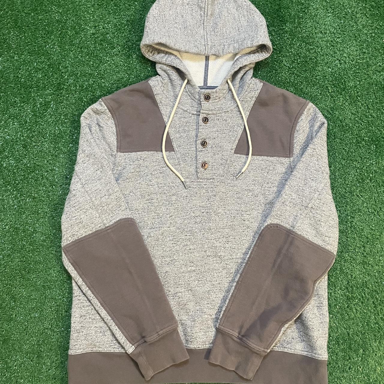 Grey and Brown Vintage LL Bean Signature Overweight Hoodie