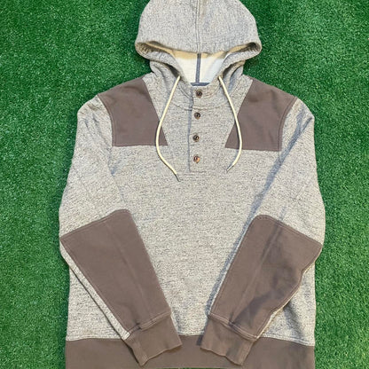 Grey and Brown Vintage LL Bean Signature Overweight Hoodie