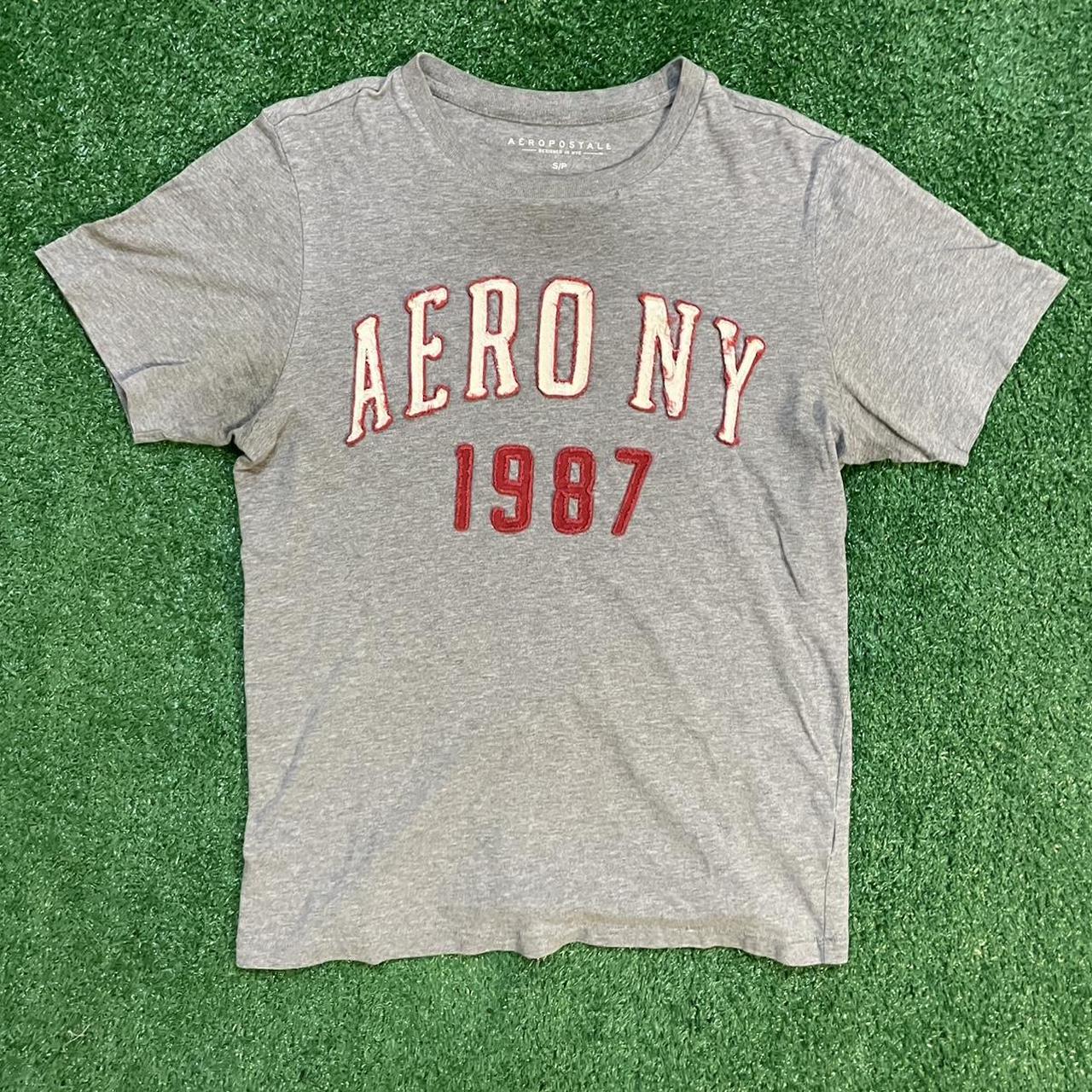 Grey and Red Vintage Aeropostale 1987 Graphic Tee