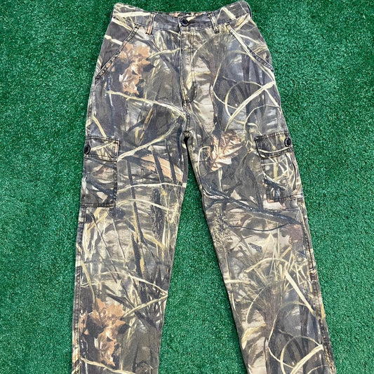 Camouflage Baggy Cargo Pants w/ Multiple Pockets and Button Closure