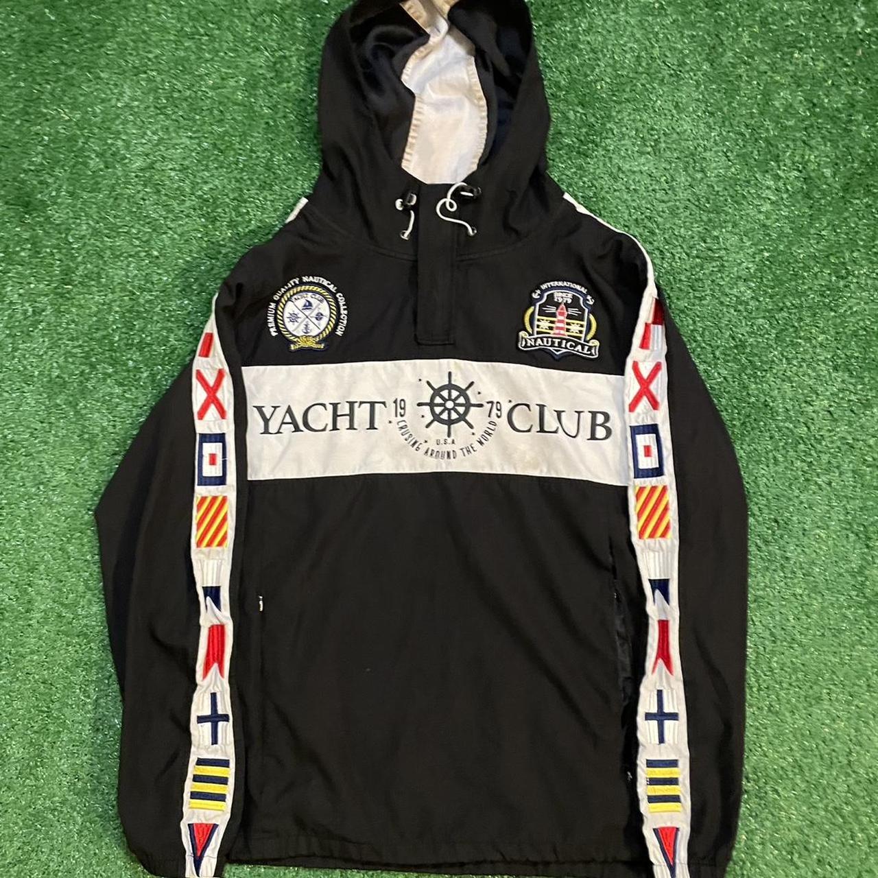 Graphic Black and White Vintage Yacht Club Windbreaker Jacket